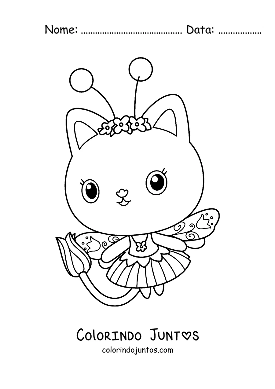 Desenho para colorir da Kitty Fairy, a gata fada