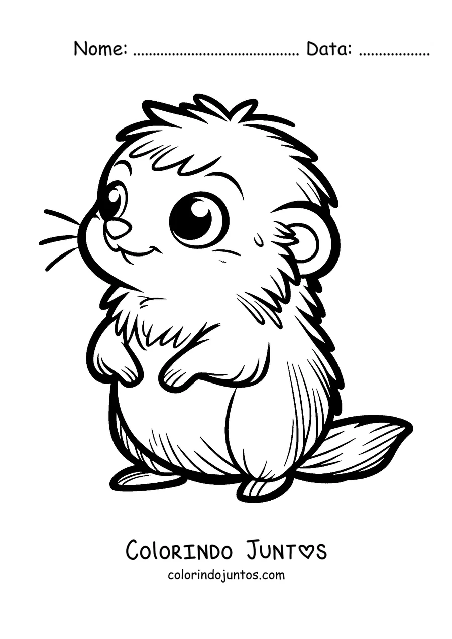 Desenho para colorir de um lemingue em pé sobre duas patas