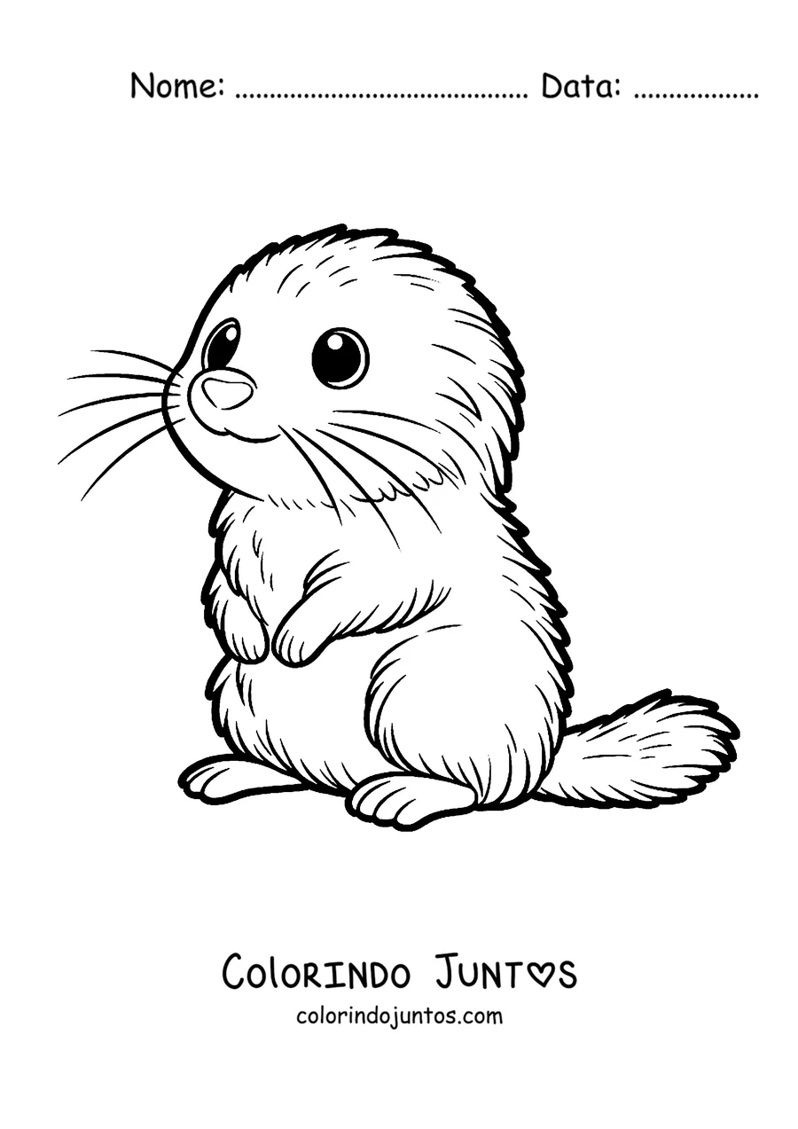Desenho para colorir de um lemingue fofo sentado de frente