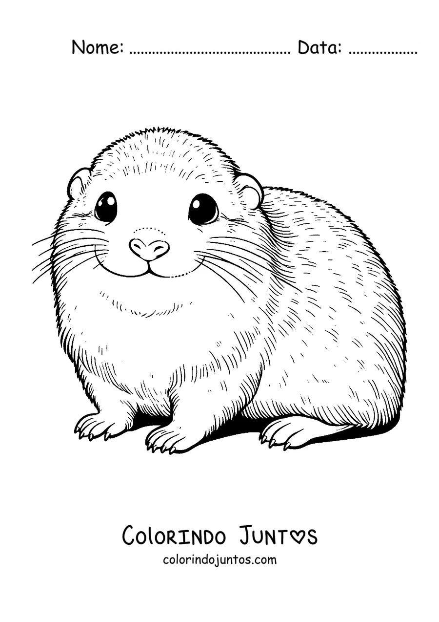 Desenho para colorir de um lemingue rechonchudo de frente