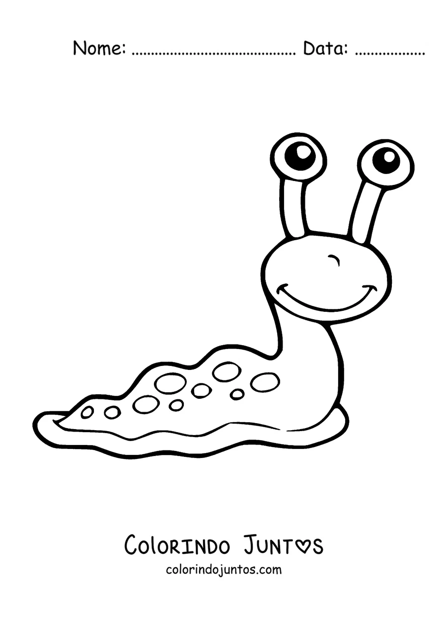 Desenho para colorir de uma lesma de desenho animado sorrindo