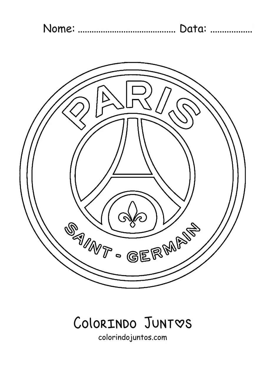 Desenho para colorir do logo redondo do PSG