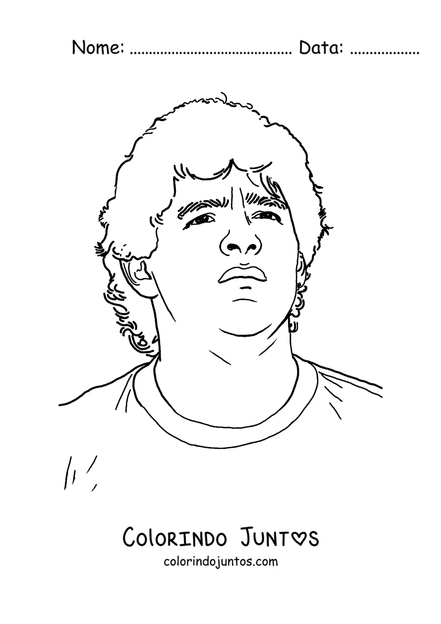 Desenho para colorir de um retrato do Maradona