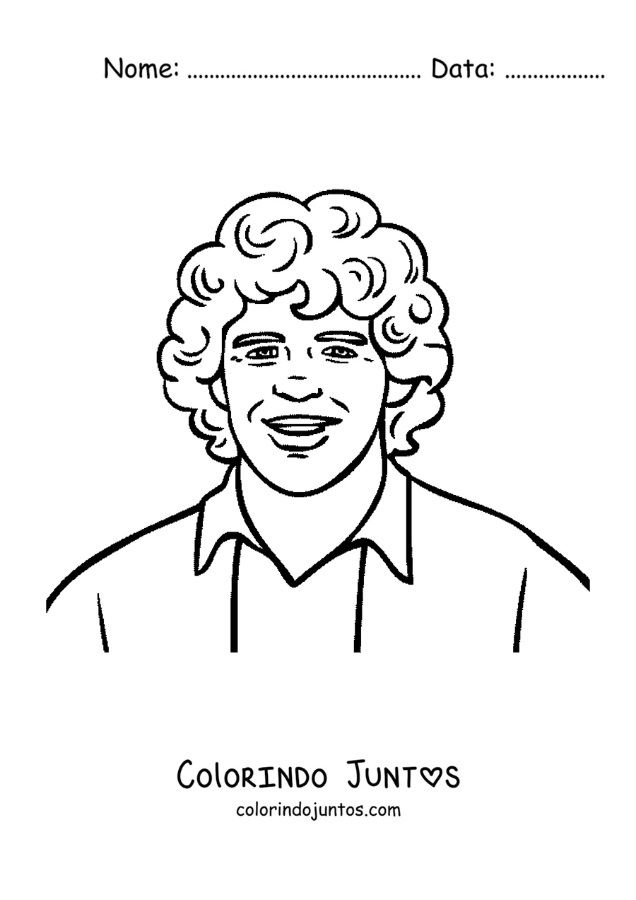 Desenho para colorir do Maradona sorrindo