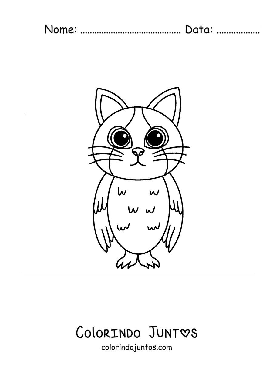 Desenho para colorir de um Meowl fofo visto de frente