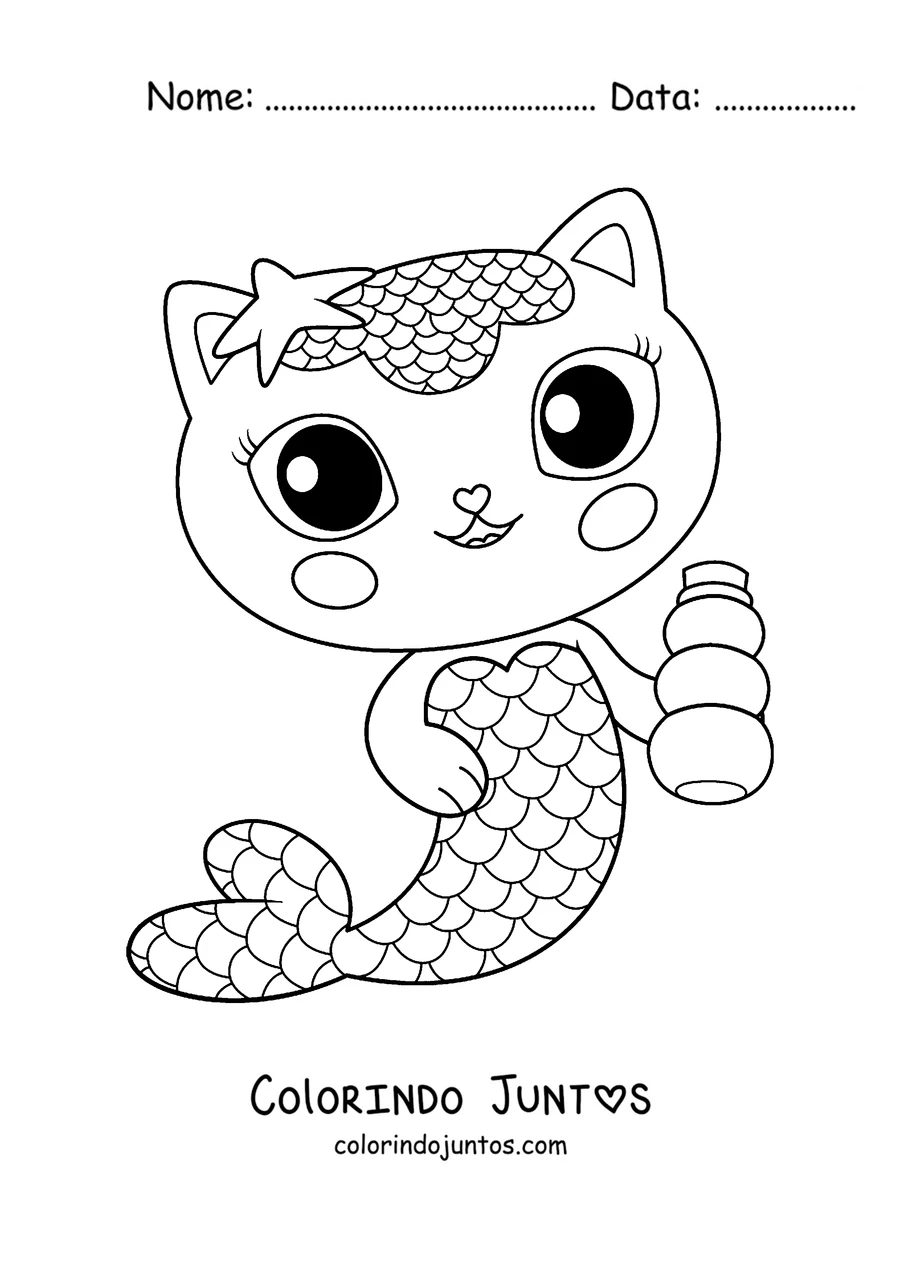 Desenho para colorir da MerCat, a gata sereia