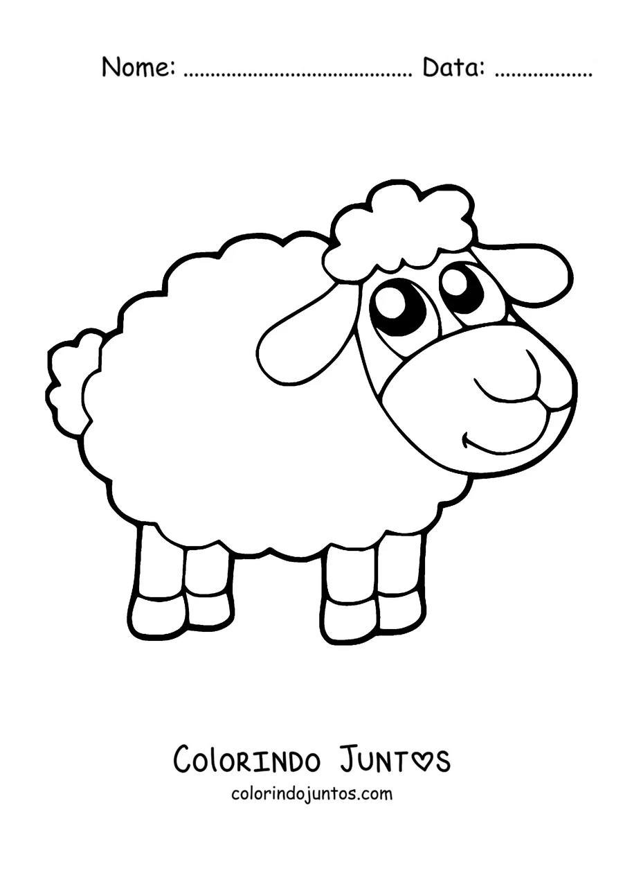 Desenho para colorir de ovelha de desenho animado em pé