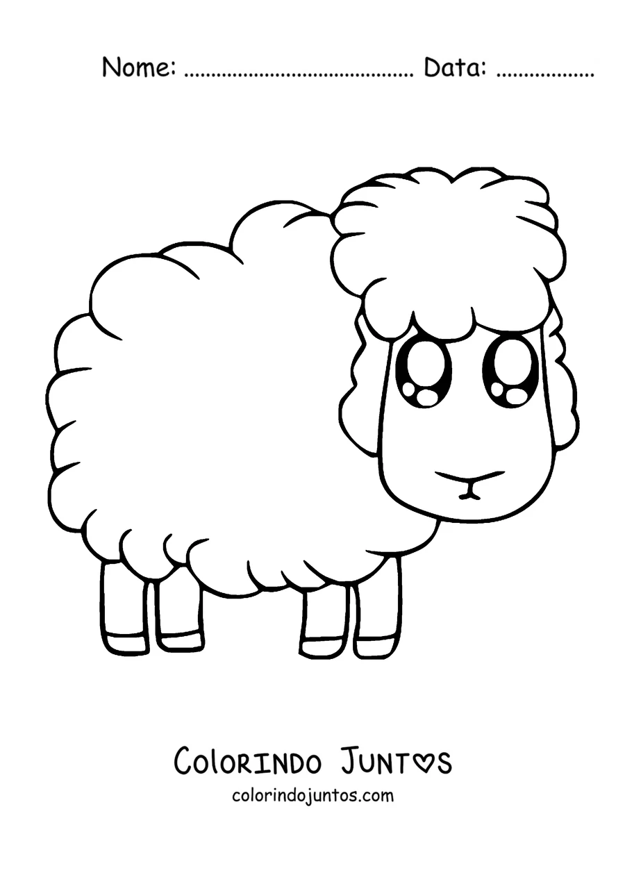 Desenho para colorir de ovelha fofa de olhos brilhantes