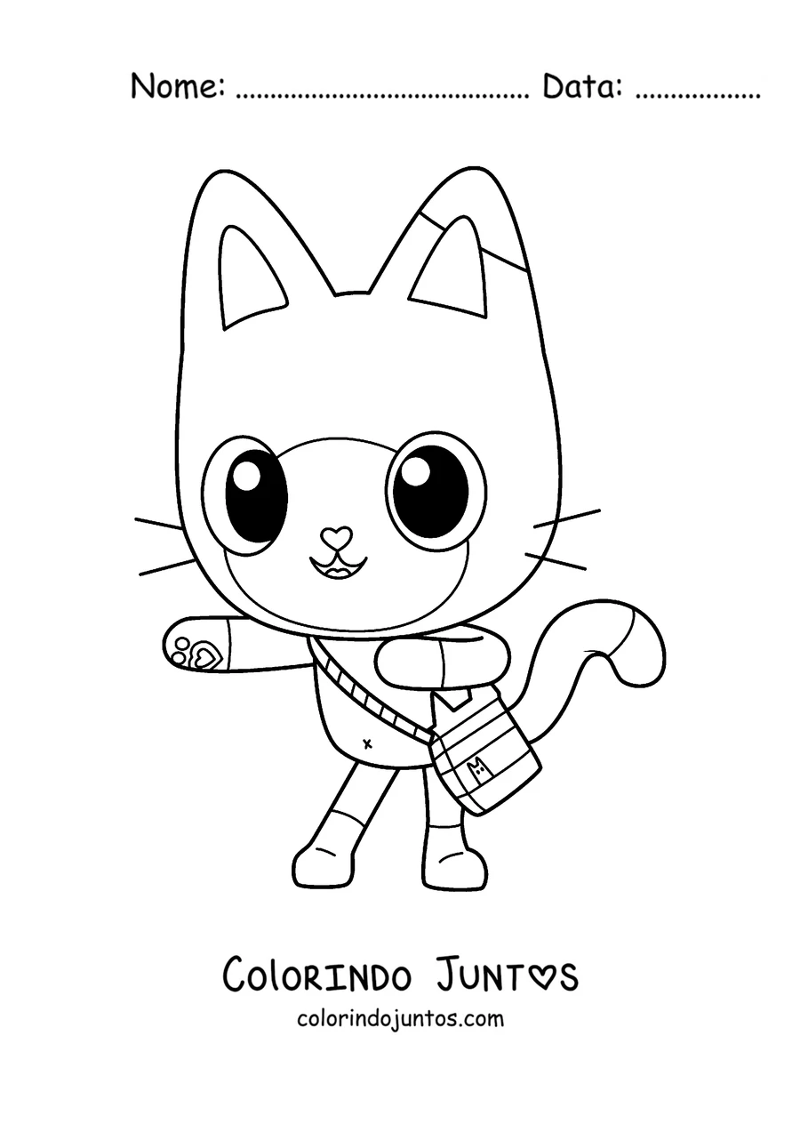 Desenho para colorir do Pandy Paws, o amigo gato panda da Gabby