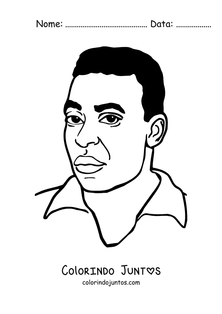Desenho para colorir de um retrato do Pelé