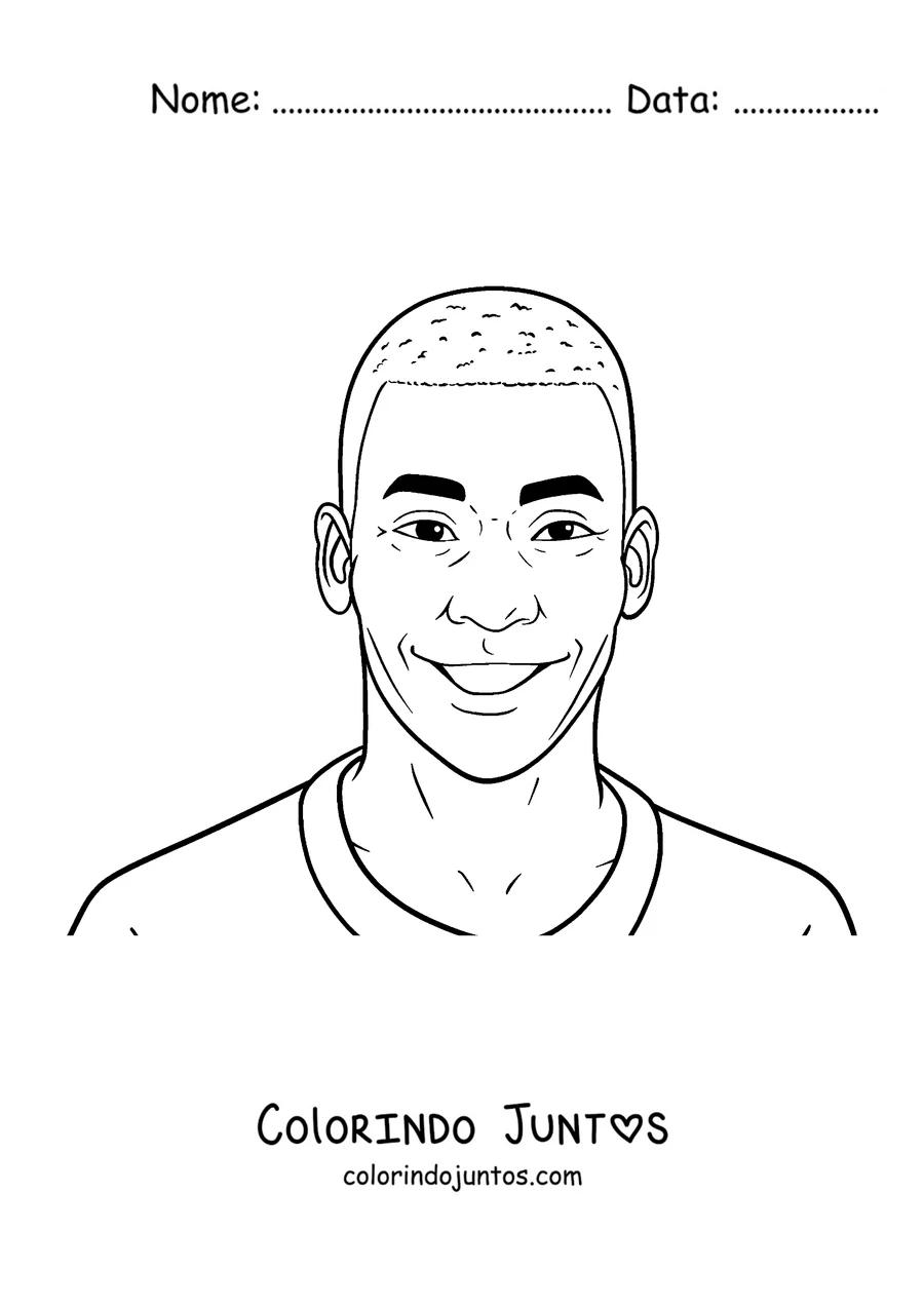 Desenho para colorir do rosto do Pelé sorrindo