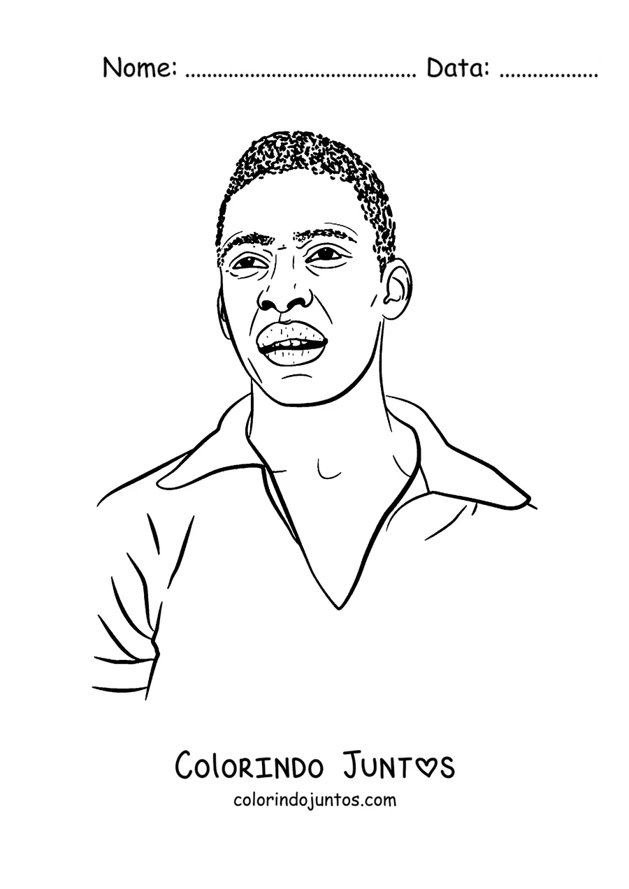 Desenho para colorir do Pelé sorrindo
