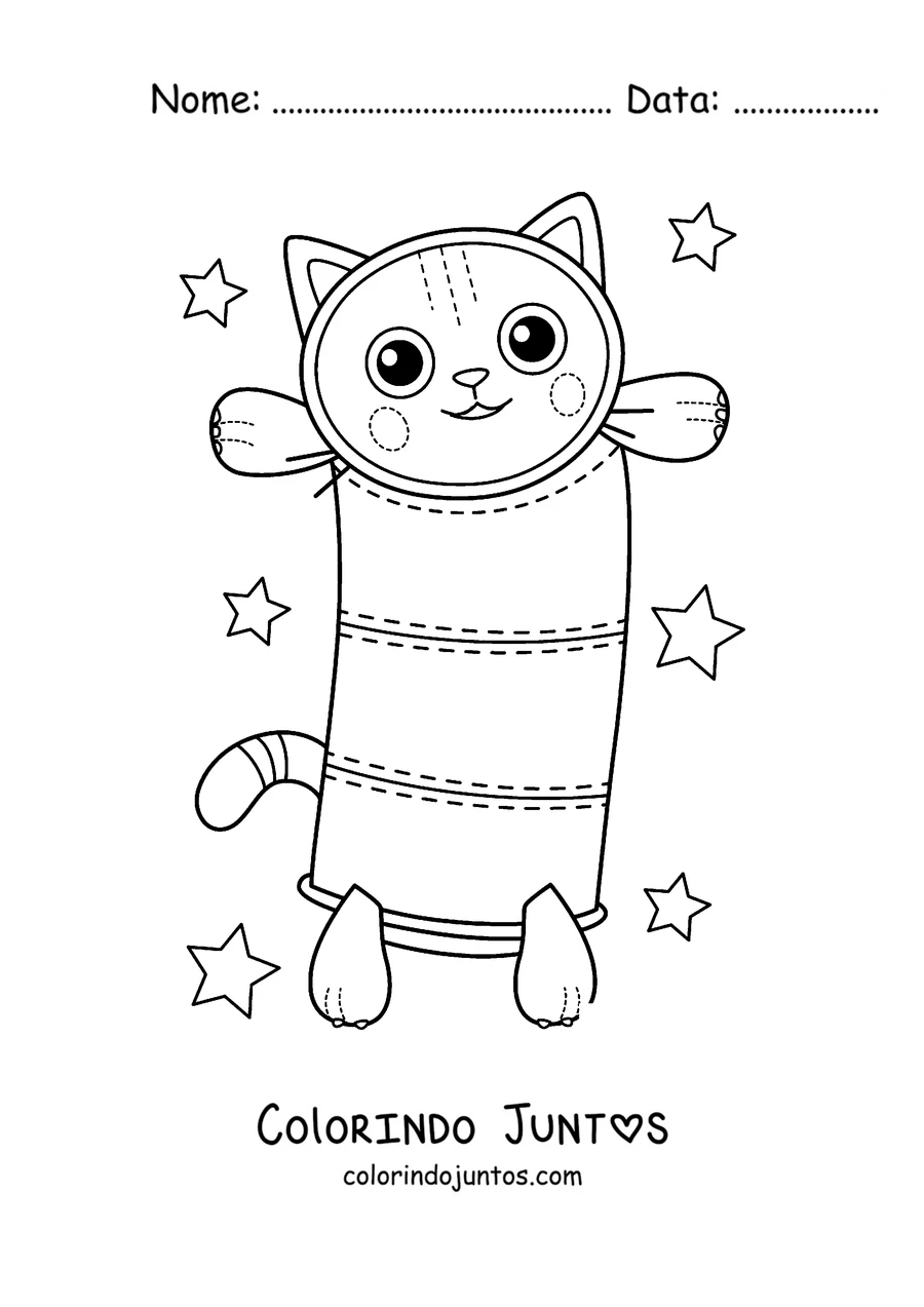 Desenho para colorir do Pillow Cat, o gatinho dorminhoco