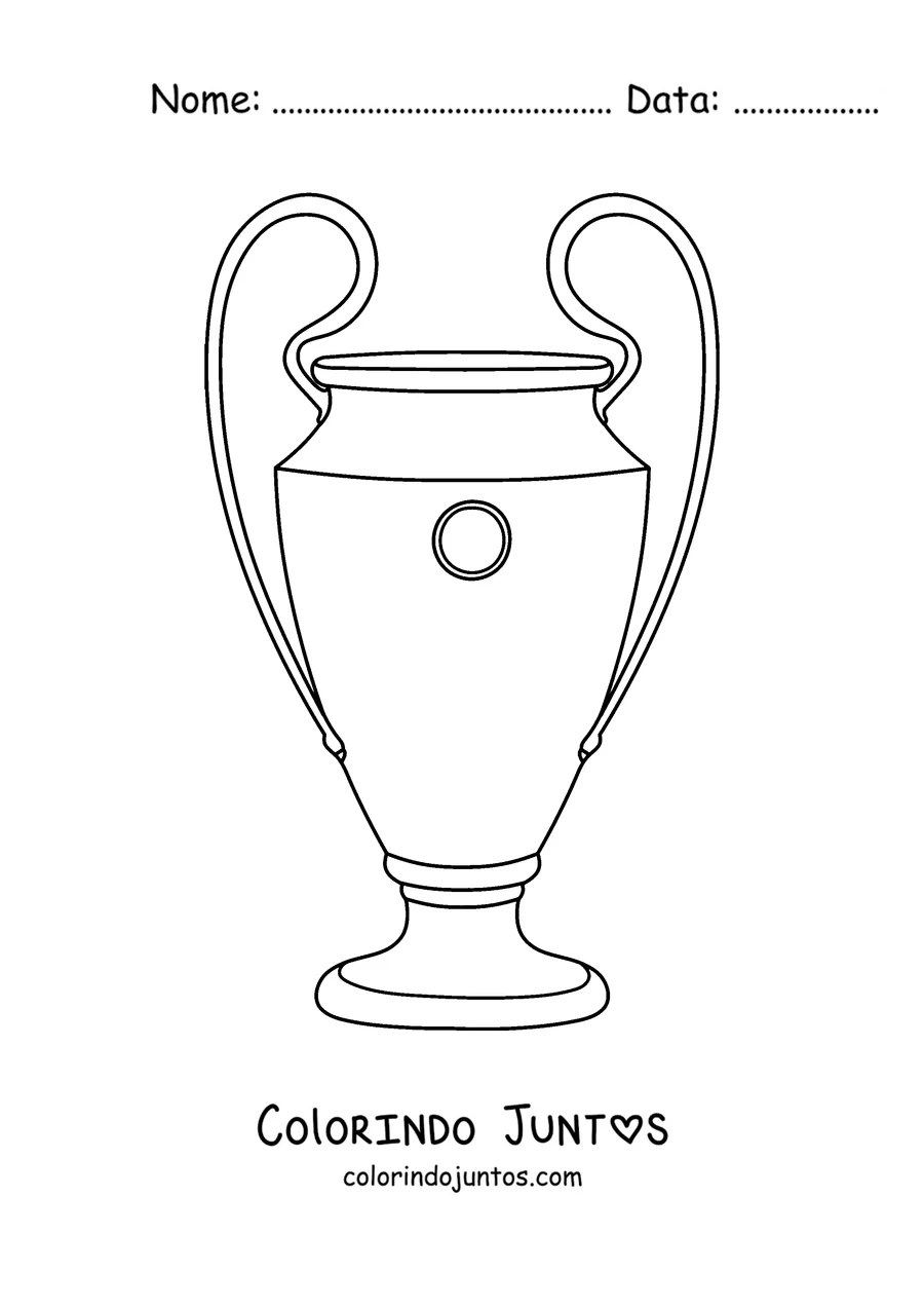 Desenho para colorir do troféu da Champions League com alças grandes