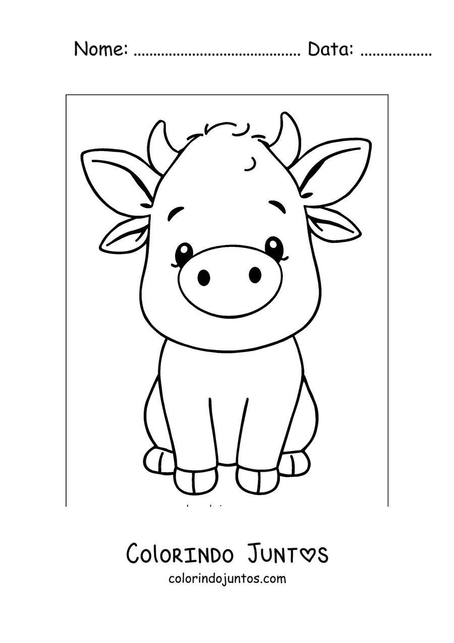 Desenho para colorir de vaca sorridente de frente