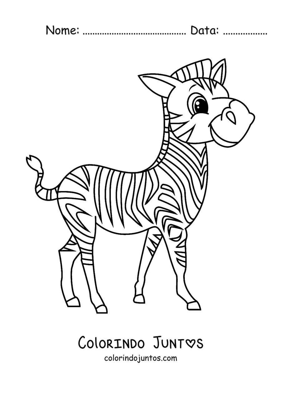 Desenho para colorir de uma zebra de desenho animado