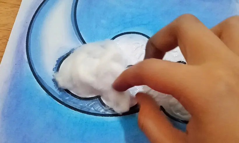 Passo 4 para pintar com algodao