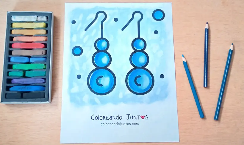 Desenho de uns brincos coloridos com a tecnica do apagamento