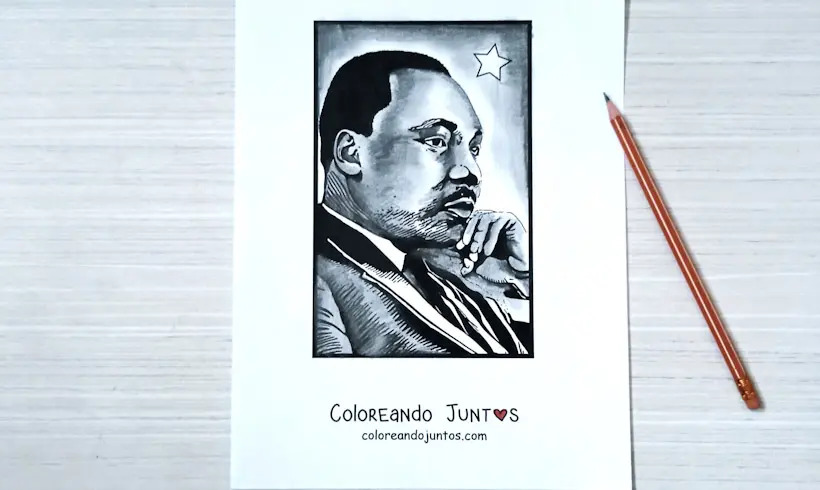 Desenho de Martin Luther King colorido pela Colorindo Juntos