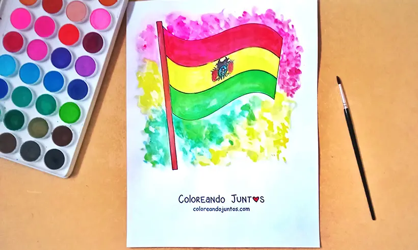 Desenho de bandeira da Bolivia colorida pela Colorindo Juntos