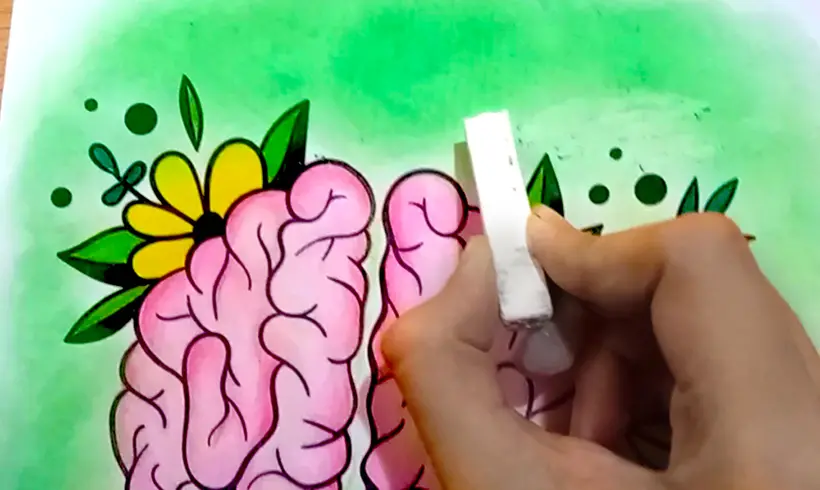 Passo 4 para colorir com a tecnica do Branqueamento