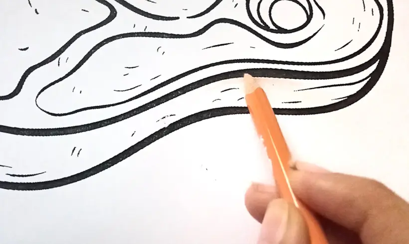 Passo 1 para colorir com a tecnica do brunido