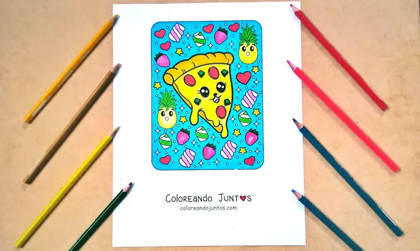 Desenho de comida kawaii colorida pela Colorindo Juntos