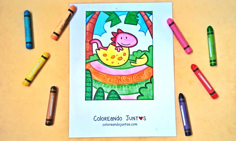 Desenho de ovo de dinossauro colorido pela Colorindo Juntos