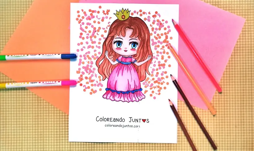 Desenho de princesa colorida pela Colorindo Juntos
