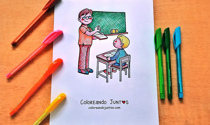 Desenho de professor colorido pela Colorindo Juntos