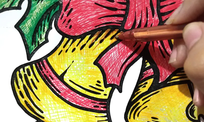 Passo 3 para pintar com Canetas