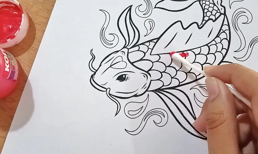 Passo 1 para pintar com cotonetes e tintas guache