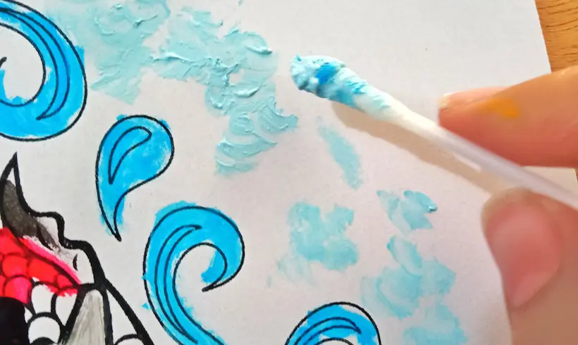 Passo 4 para pintar com cotonetes e tintas guache