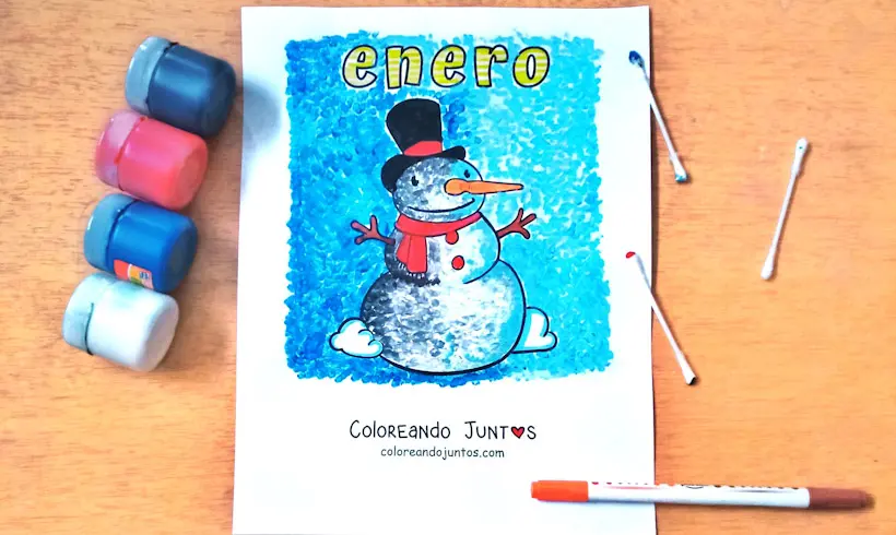Desenho do mês de janeiro para crianças colorido pela Colorindo Juntos