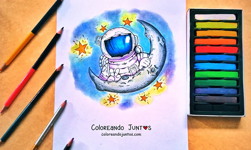 Desenho de astronauta colorido pela Colorindo Juntos