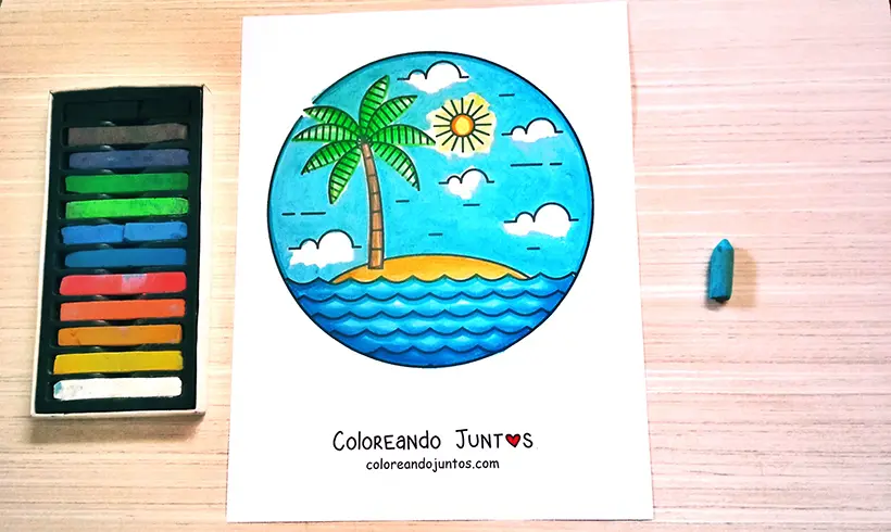 Desenho de ilha colorida pela Colorindo Juntos