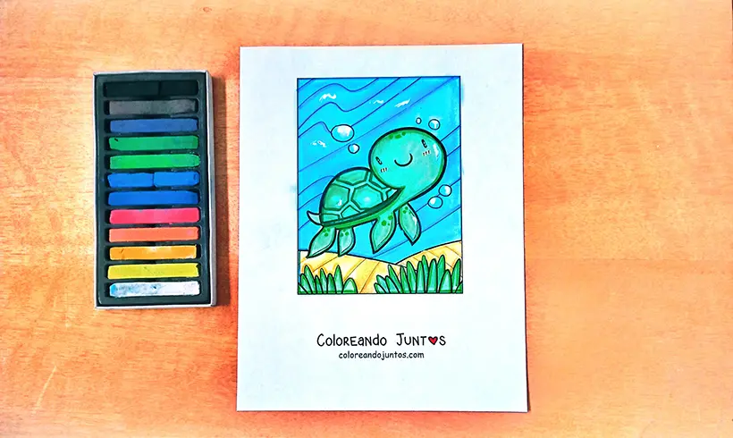 Desenho de tartaruga colorida pela Colorindo Juntos