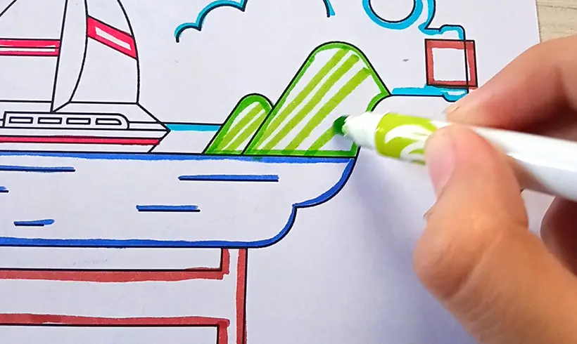 Passo 1 para colorir com Canetas Hidrográficas