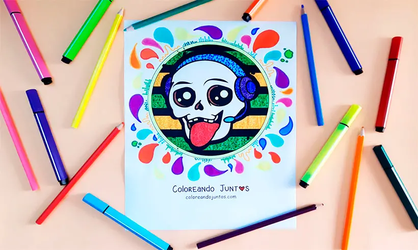 Desenho de fones de ouvido colorido pela Colorindo Juntos