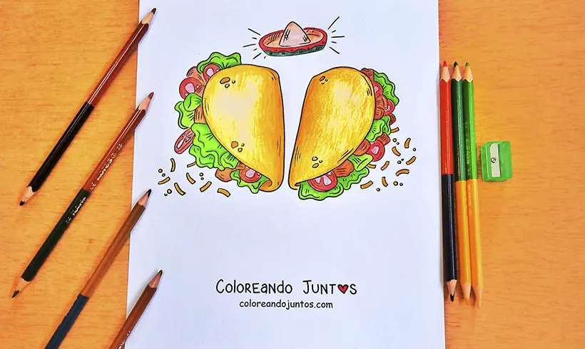 Desenho de tacos coloridos pela Colorindo Juntos