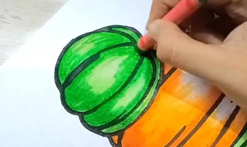 Passo 4 para pintar com Giz de Cera Oleoso