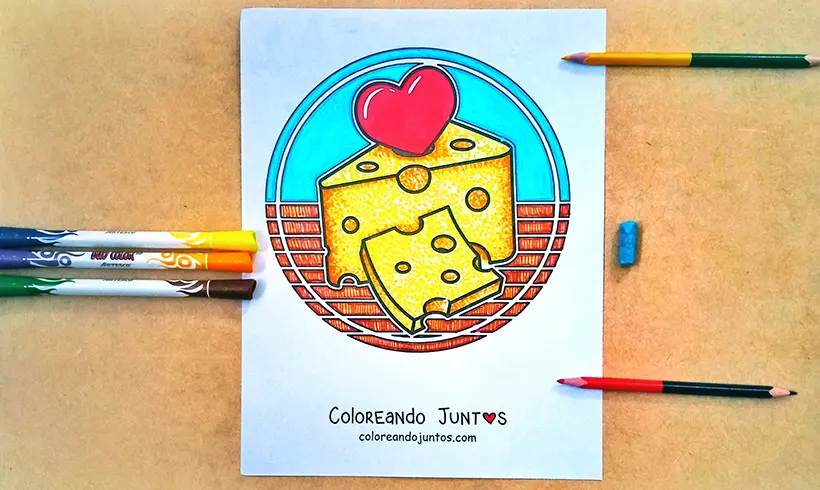Desenho de queijo colorido pela Colorindo Juntos