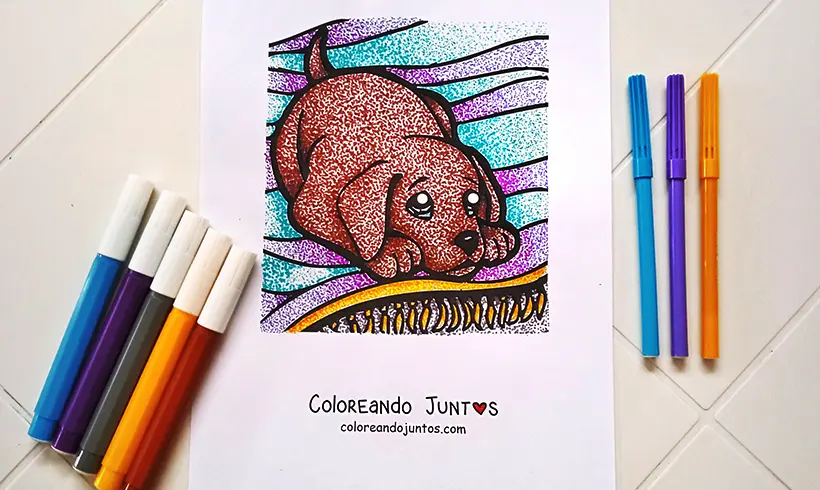 Desenho de cachorro colorido pela Colorindo Juntos