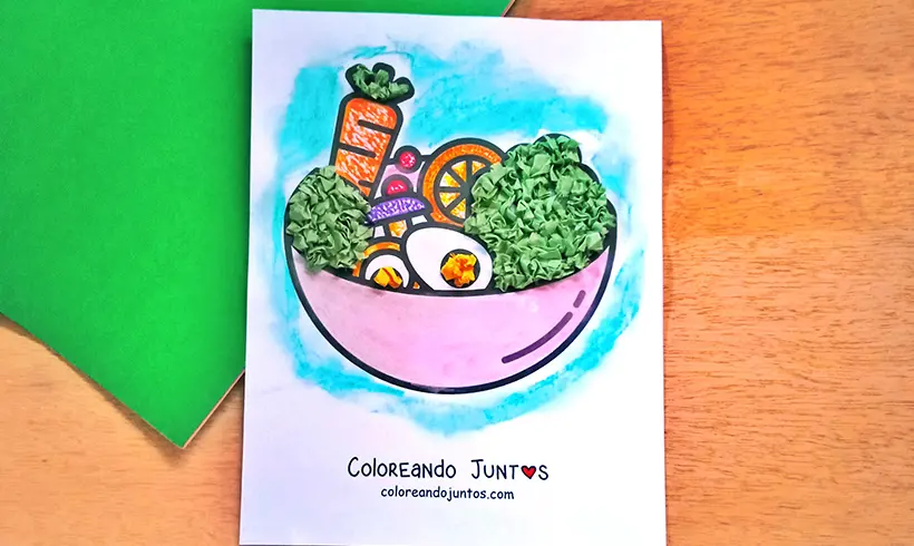 Desenho de salada colorida pela Colorindo Juntos