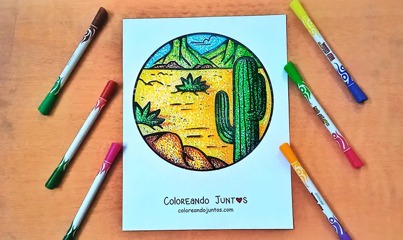 Desenho de deserto colorido pela Colorindo Juntos