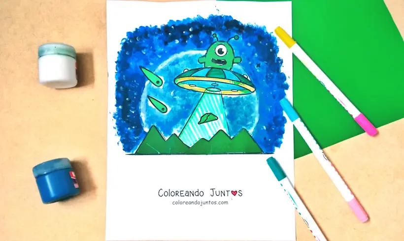 Desenho de extraterrestre colorido pela Colorindo Juntos
