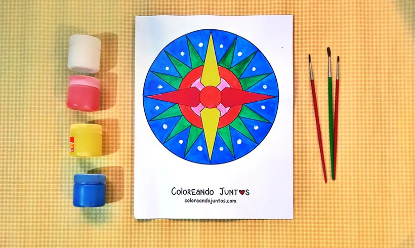 Desenho de mandala fácil colorida pela Colorindo Juntos