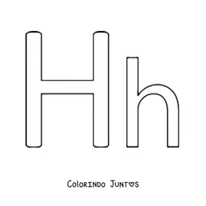 Desenho para colorir de letra H maiúscula e minúscula fácil