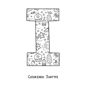 Desenho para colorir da letra I em desenho animado