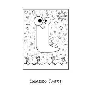 Desenho para colorir da letra I animada em forma de monstro de desenho animado